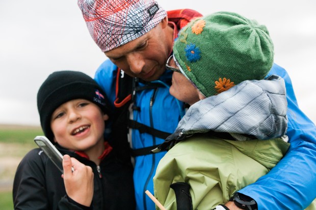 celebrating at the finish in Laugarbakki 